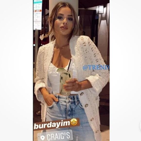 Zara TEXTURED WEAVE JACKET WITH JEWEL BUTTON Size Small - Picture 4 of 16